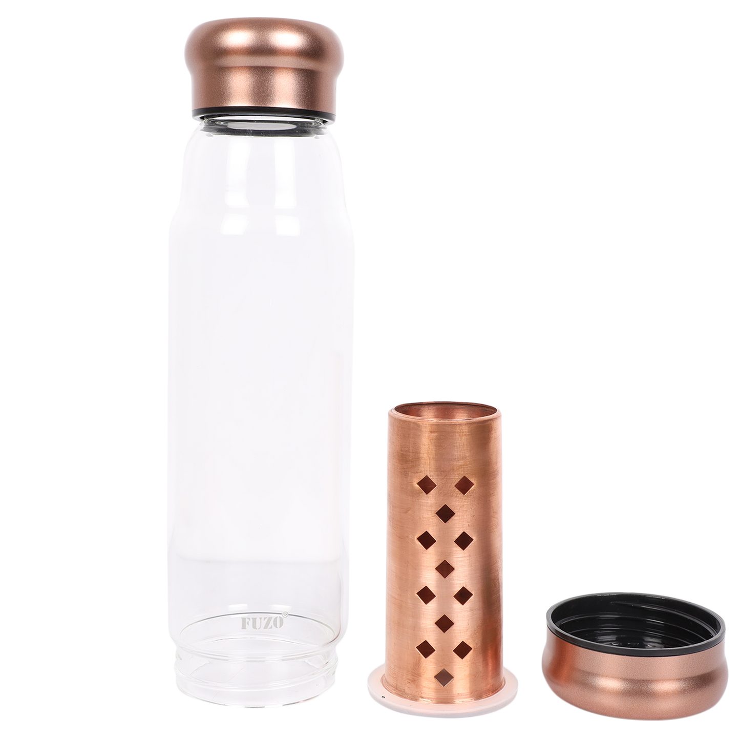 Copper Charge Glass Water Bottle