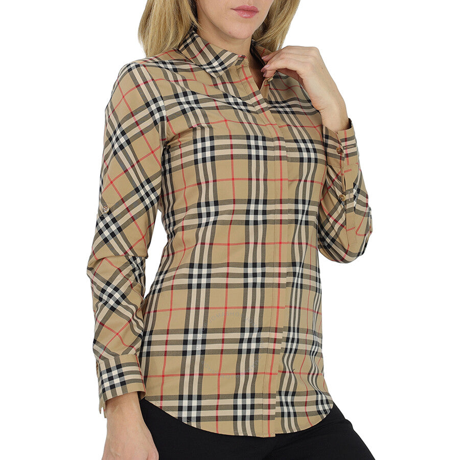 Vintage Check Stretch Shirt for Women