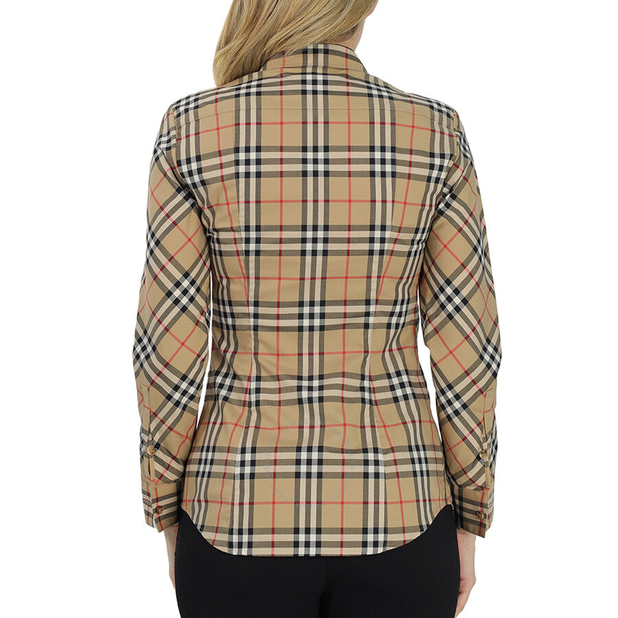 Vintage Check Stretch Shirt for Women