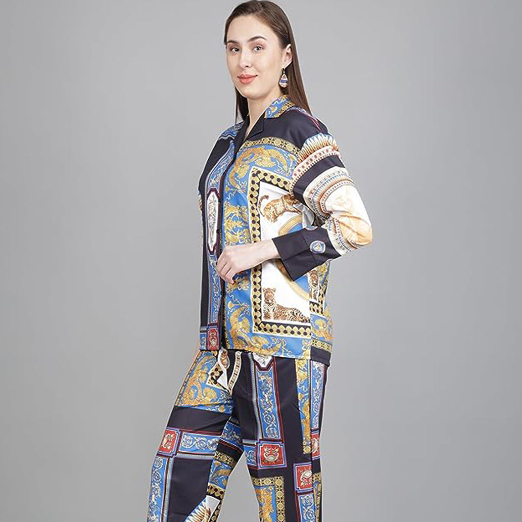 Women Printed Shirt & Pants Co-Ord Set