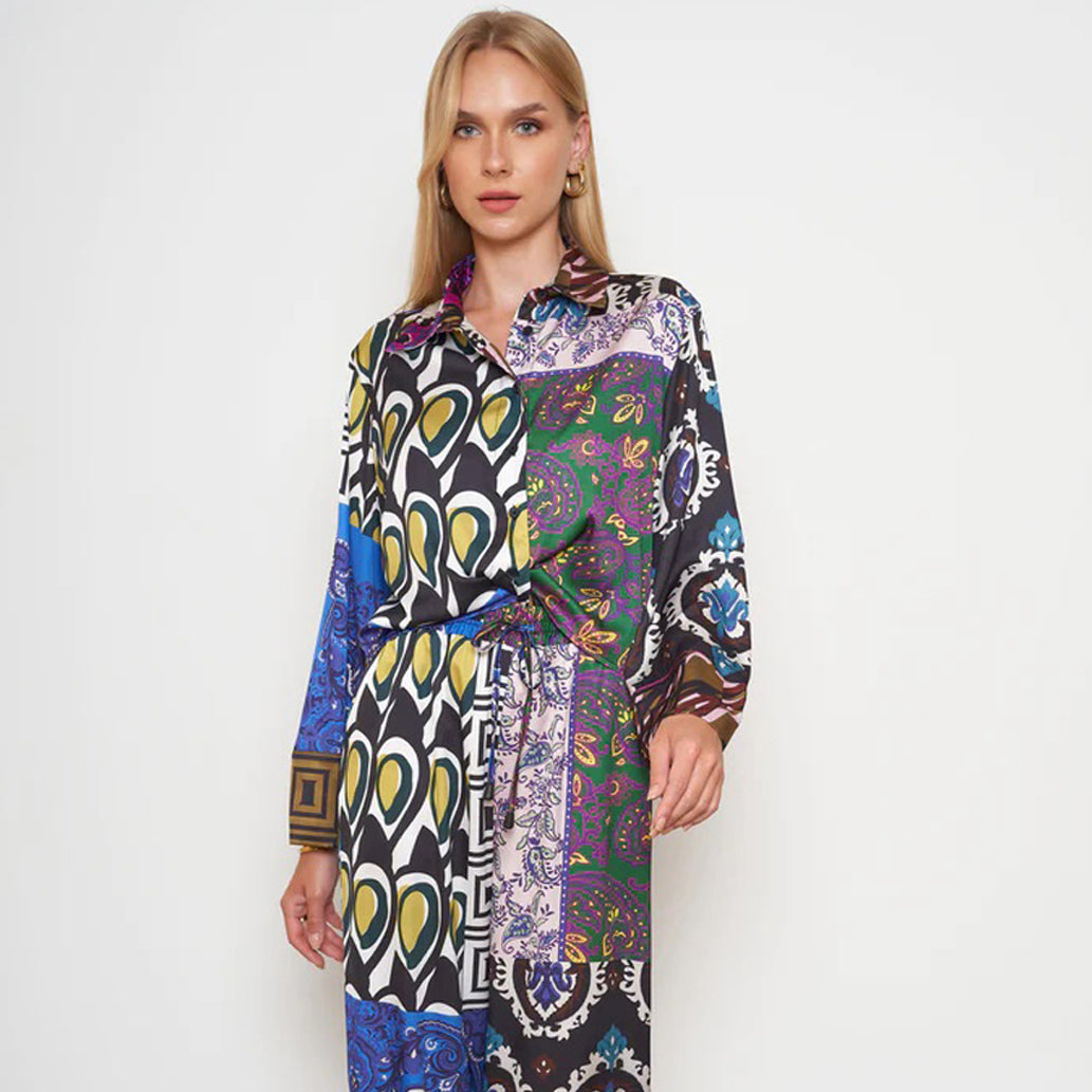 Women Printed Shirt & Pants Co-Ord Set