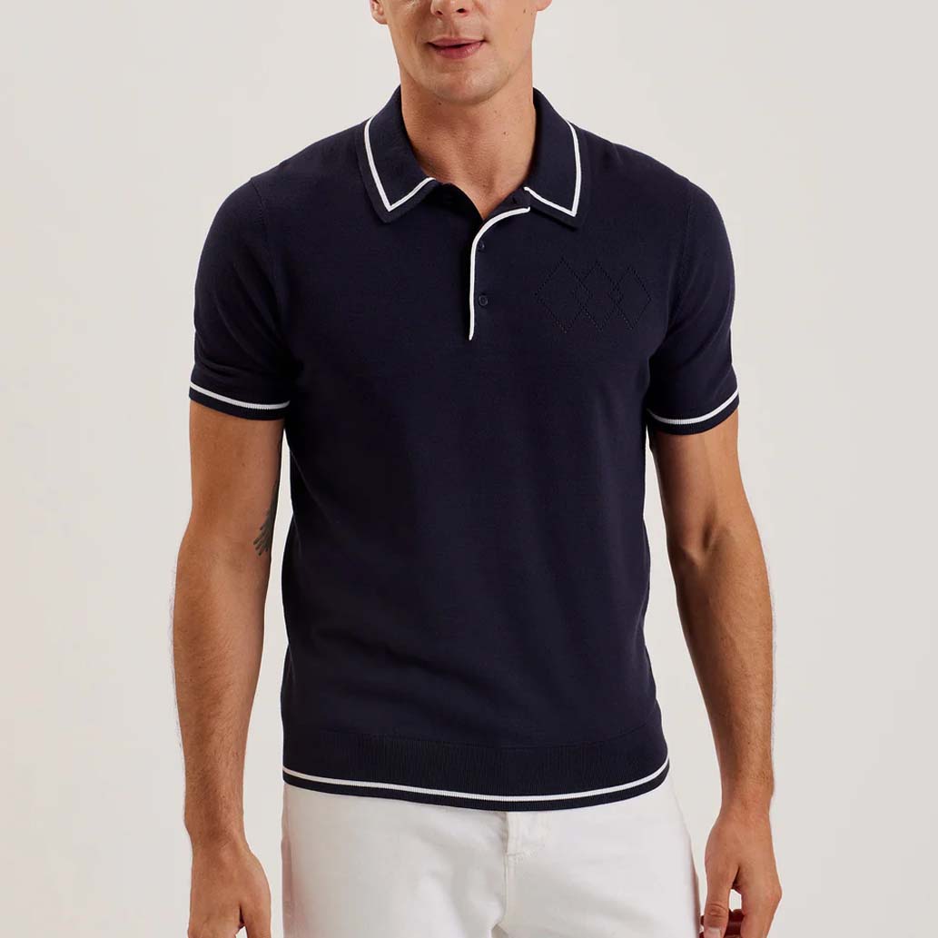 SOLID PATTERN POLO FOR MEN
