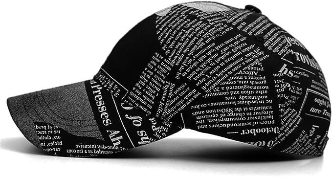 Vintage Collection Newspaper Pattern Unisex Cap (Black)