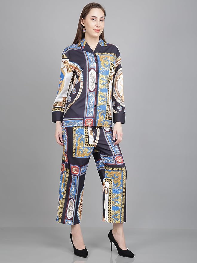 Women Printed Shirt & Pants Co-Ord Set