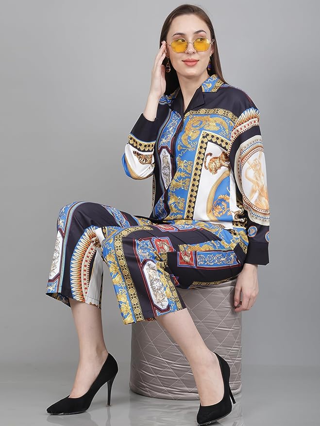 Women Printed Shirt & Pants Co-Ord Set