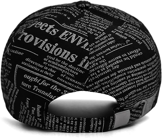 Vintage Collection Newspaper Pattern Unisex Cap (Black)