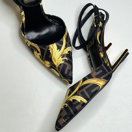 PREMIUM EMBOSSED HEELS IN STOCK FOR WOMEN