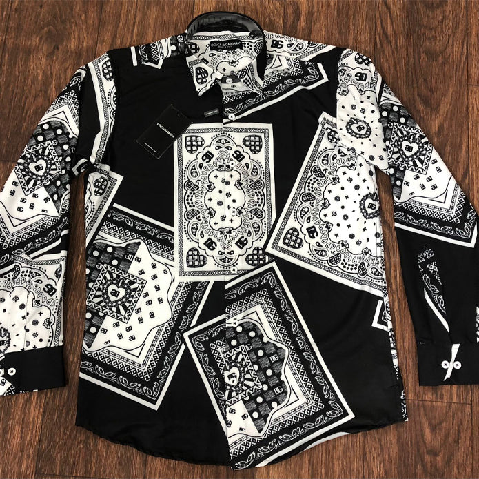 BLACK PRINTED SHIRT FOR MEN