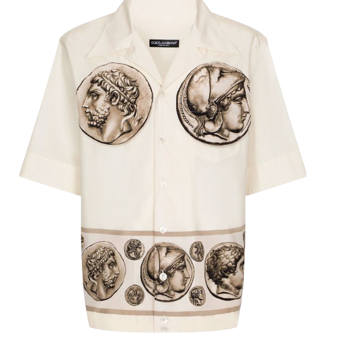 Coin print poplin Hawaiian shirt