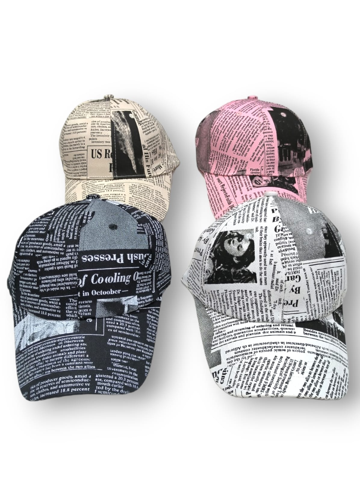 Vintage Collection Newspaper Pattern Unisex Cap (White)