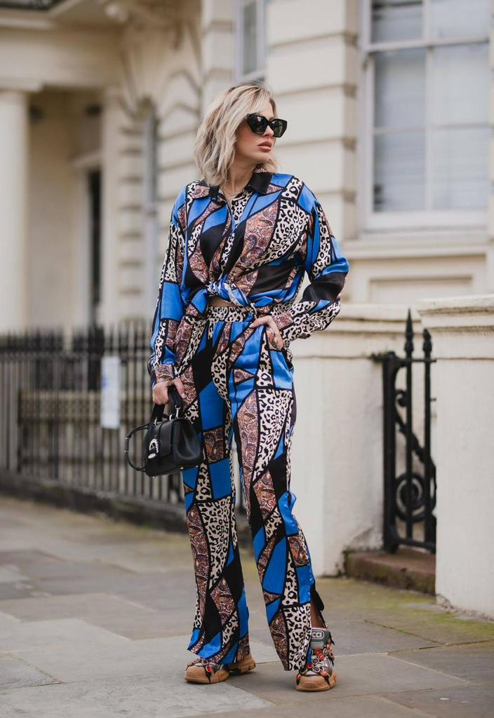 Women Printed Satin/ Linen Shirt & Pants Co-Ord Set