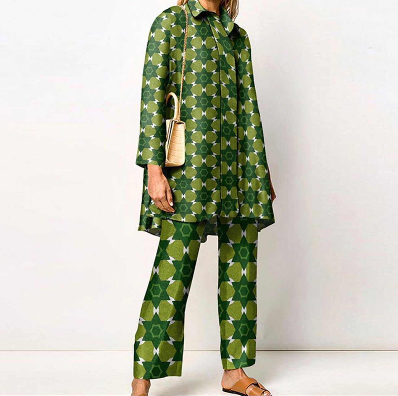 Women Printed Shirt & Pants Co-Ord Set