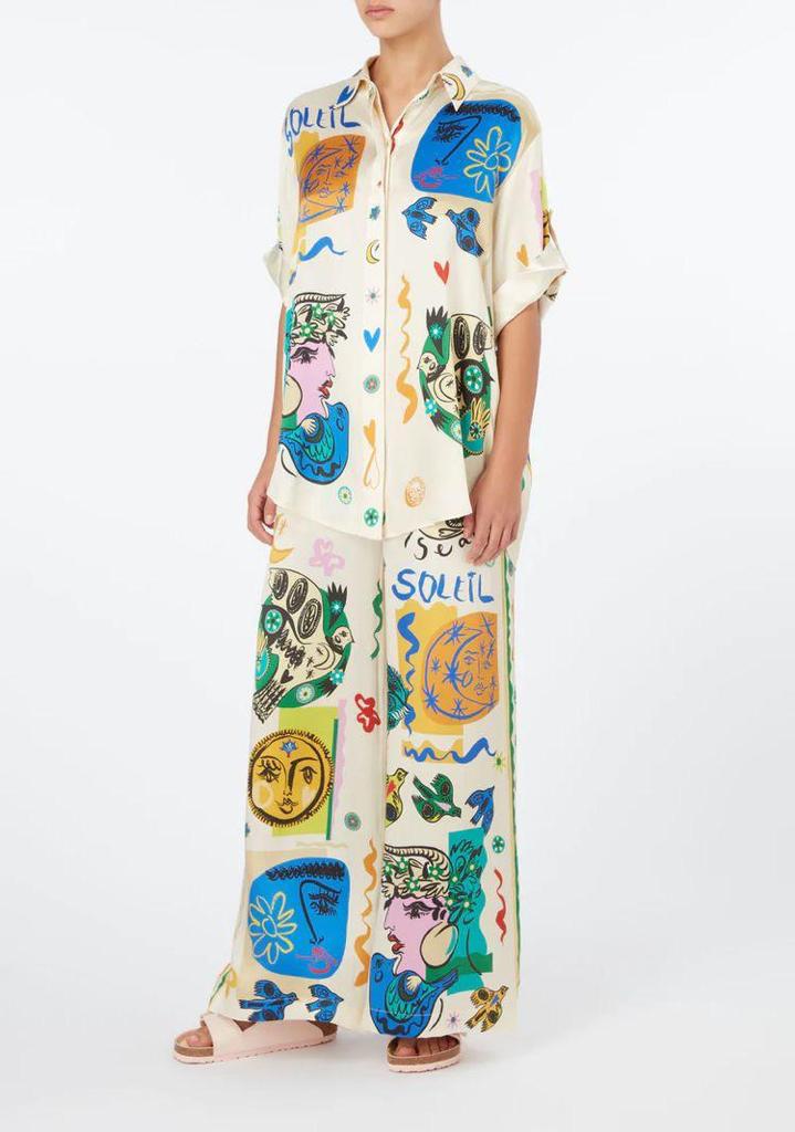 Women Printed Satin/ Linen Shirt & Pants Co-Ord Set