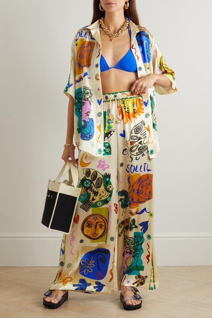 Women Printed Satin/ Linen Shirt & Pants Co-Ord Set