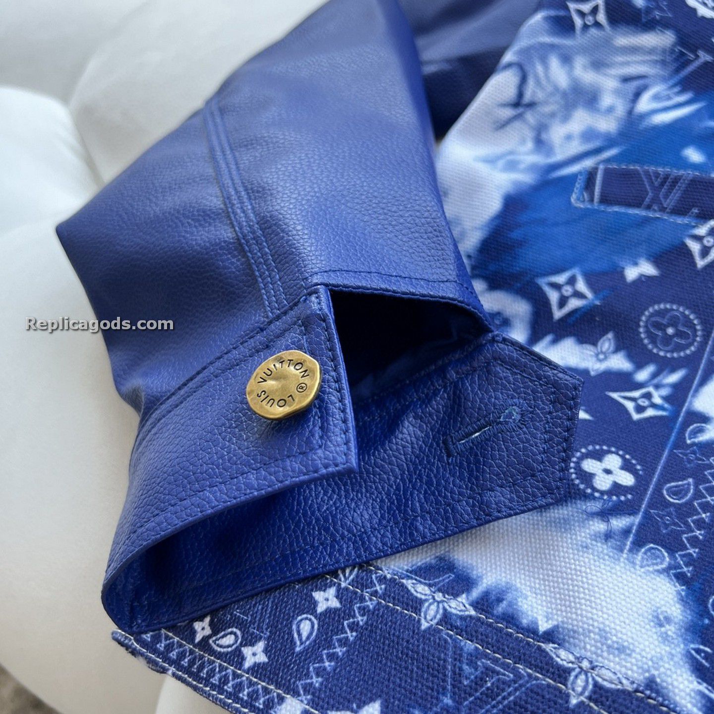 Blue Monogram Bandana Canvas Leather Jacket