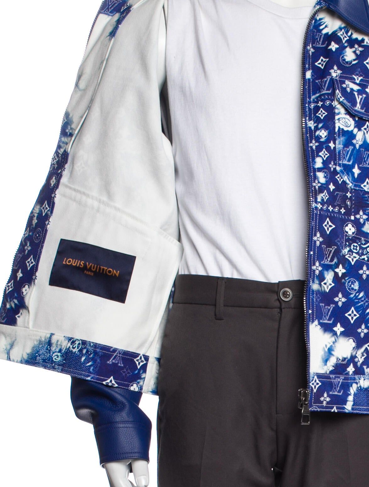 Blue Monogram Bandana Canvas Leather Jacket