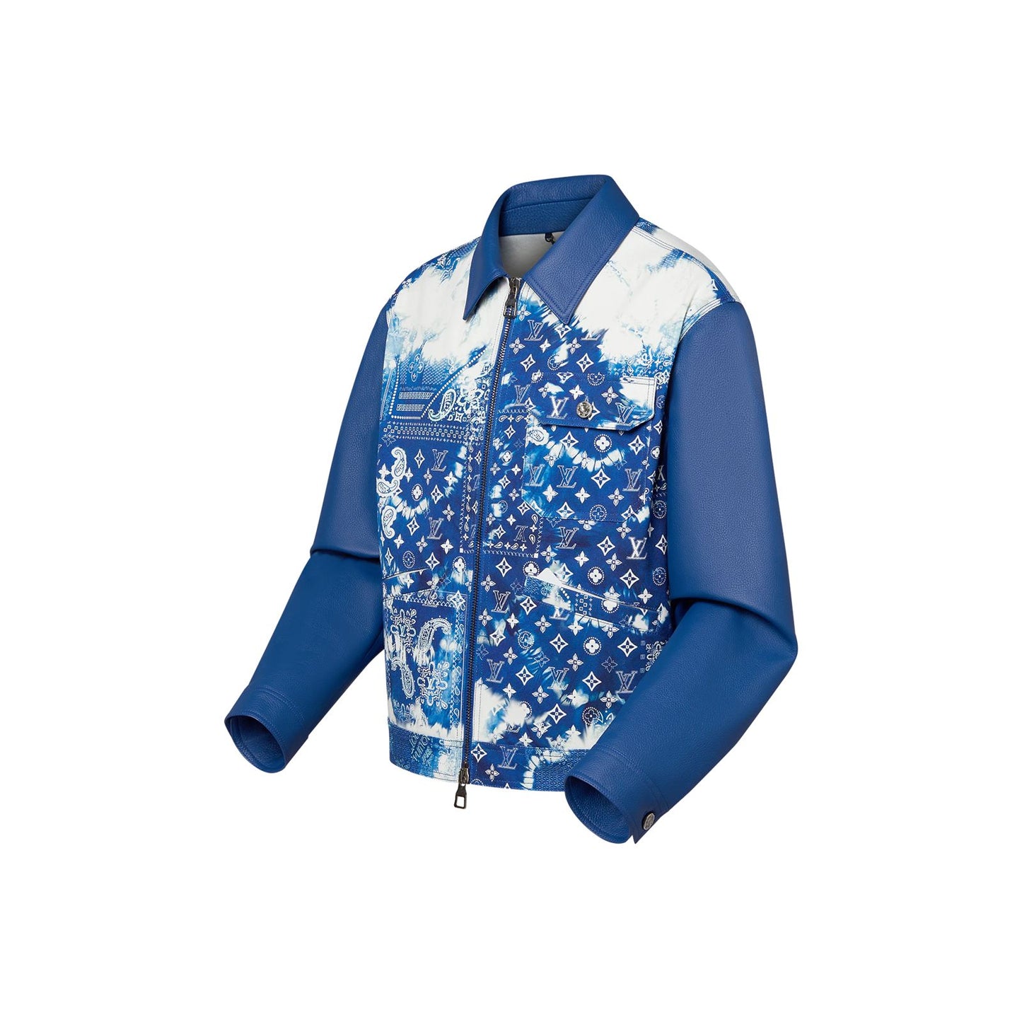 Blue Monogram Bandana Canvas Leather Jacket