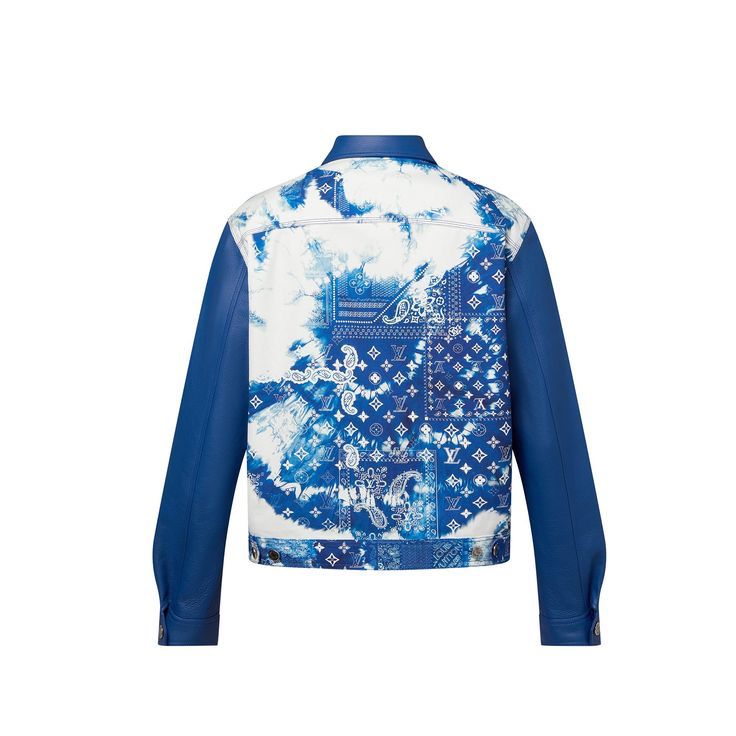 Blue Monogram Bandana Canvas Leather Jacket