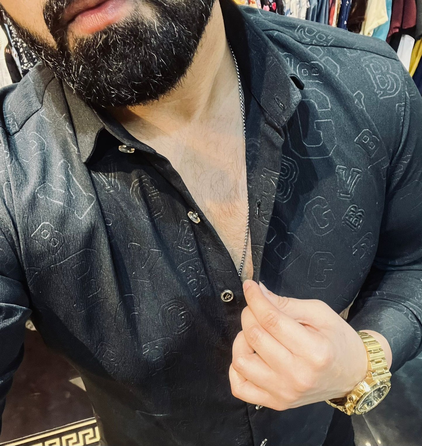 High End Premium Embosed Full Sleeves Shirt for Men