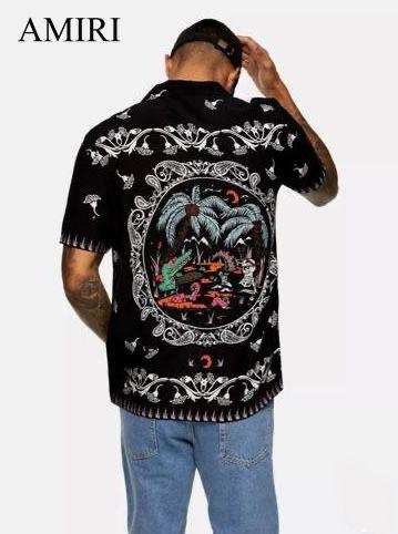 Printed High End Quality Luxury Half Sleeves Shirt for Men (Black)