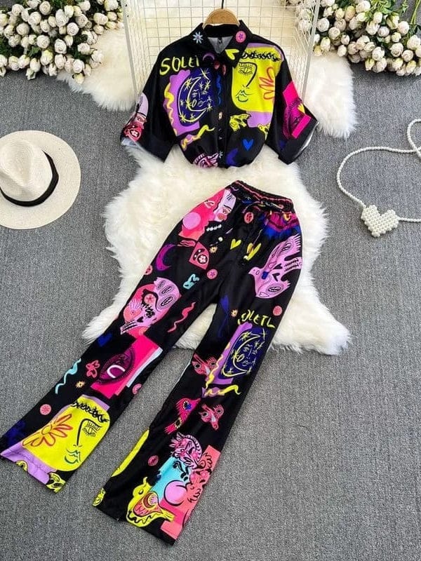 Women Printed Shirt & Pants Co-Ord Set
