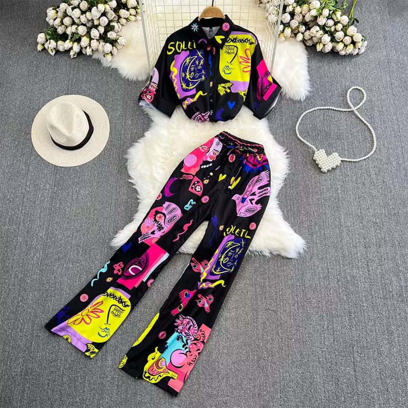 Women Printed Shirt & Pants Co-Ord Set