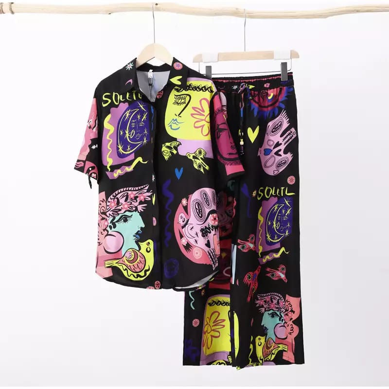 Women Printed Shirt & Pants Co-Ord Set