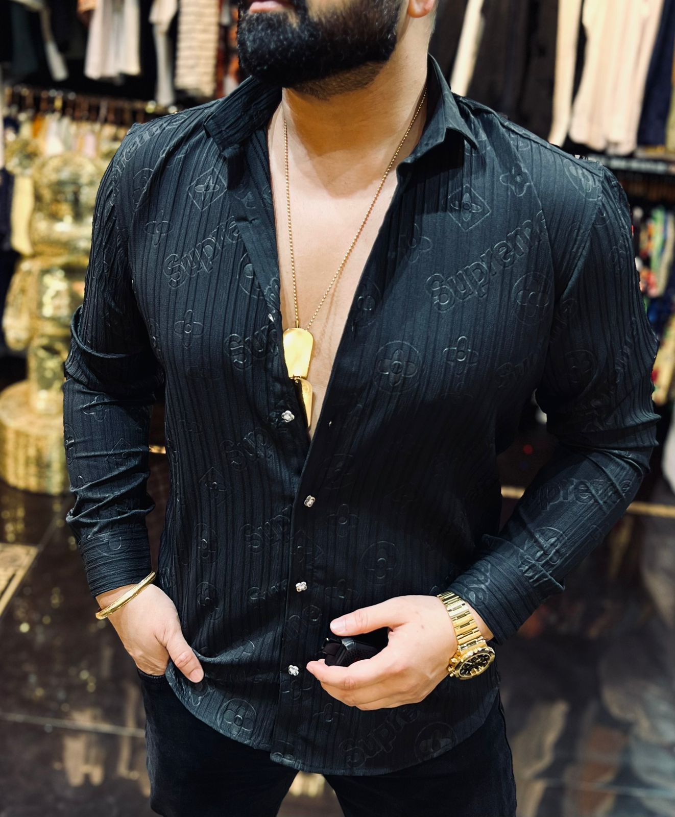 Luxury Pattern Full Sleeves Shirt for Men