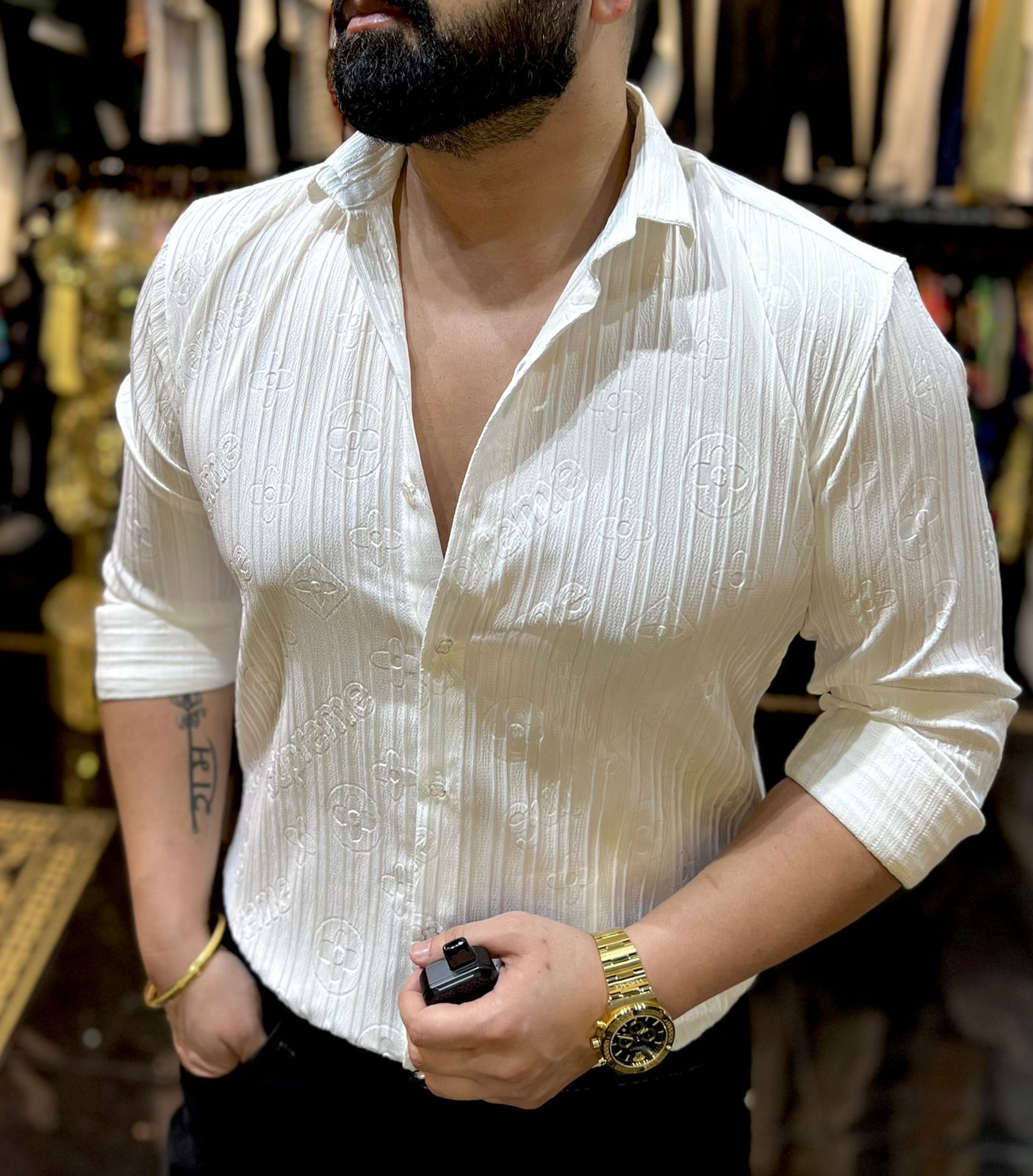 Luxury Pattern Full Sleeves Shirt for Men