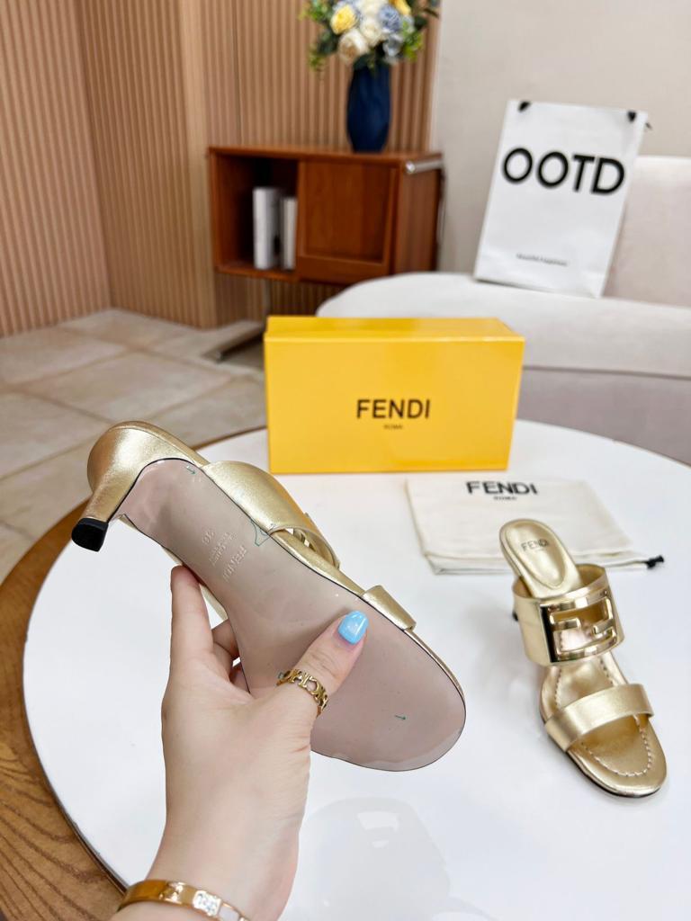 Metallic Gold Leather Baguette Slide Sandals