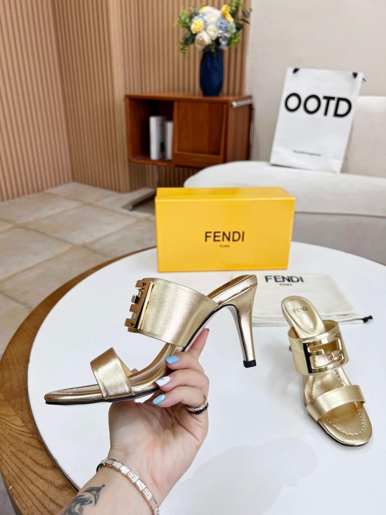 Metallic Gold Leather Baguette Slide Sandals
