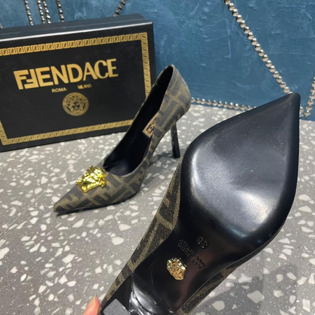 Metallic Buckle Leather Heels Sandals