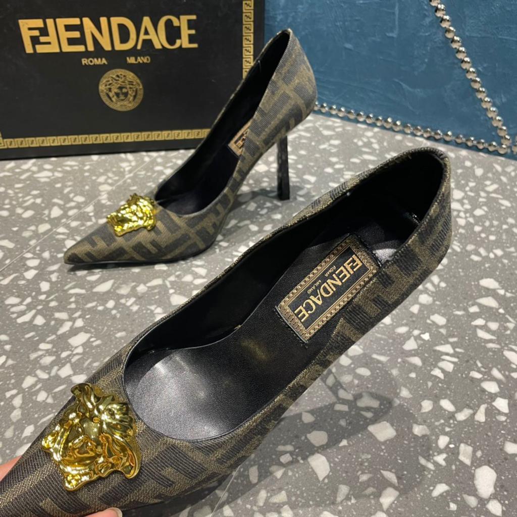 Metallic Buckle Leather Heels Sandals