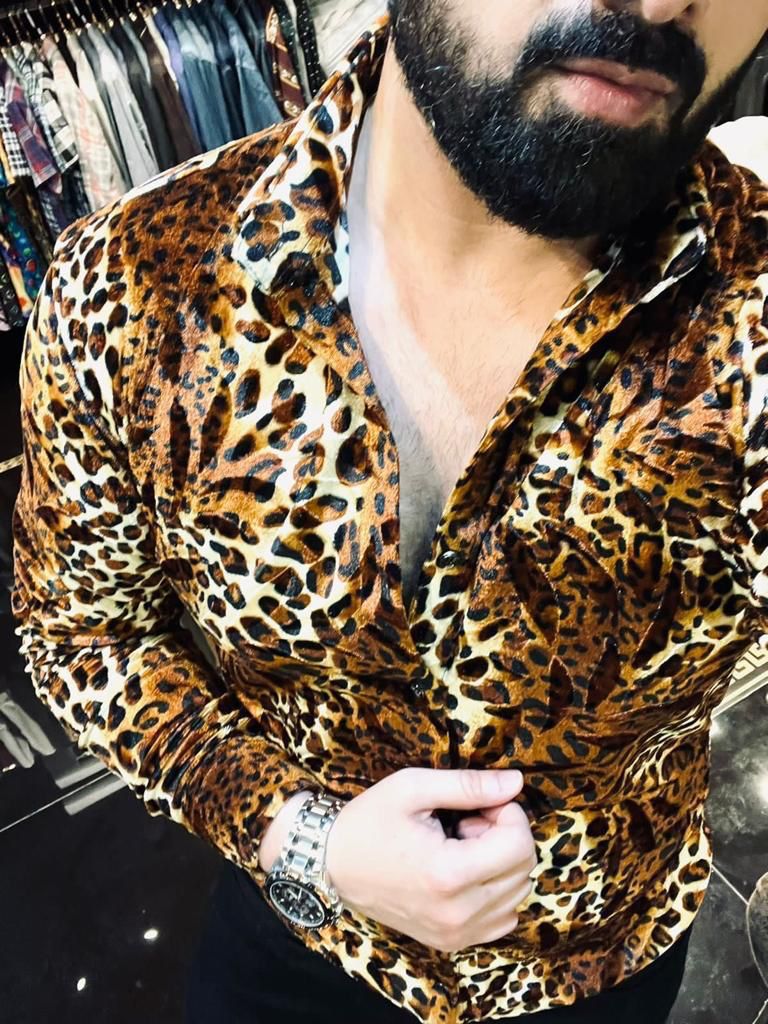 Velvet Printed Full Sleeves Shirt for Men