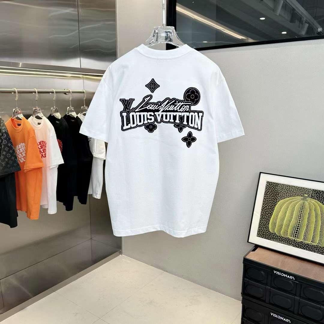 EMBROIDERED DROP SHOULDER TEES(WHITE)