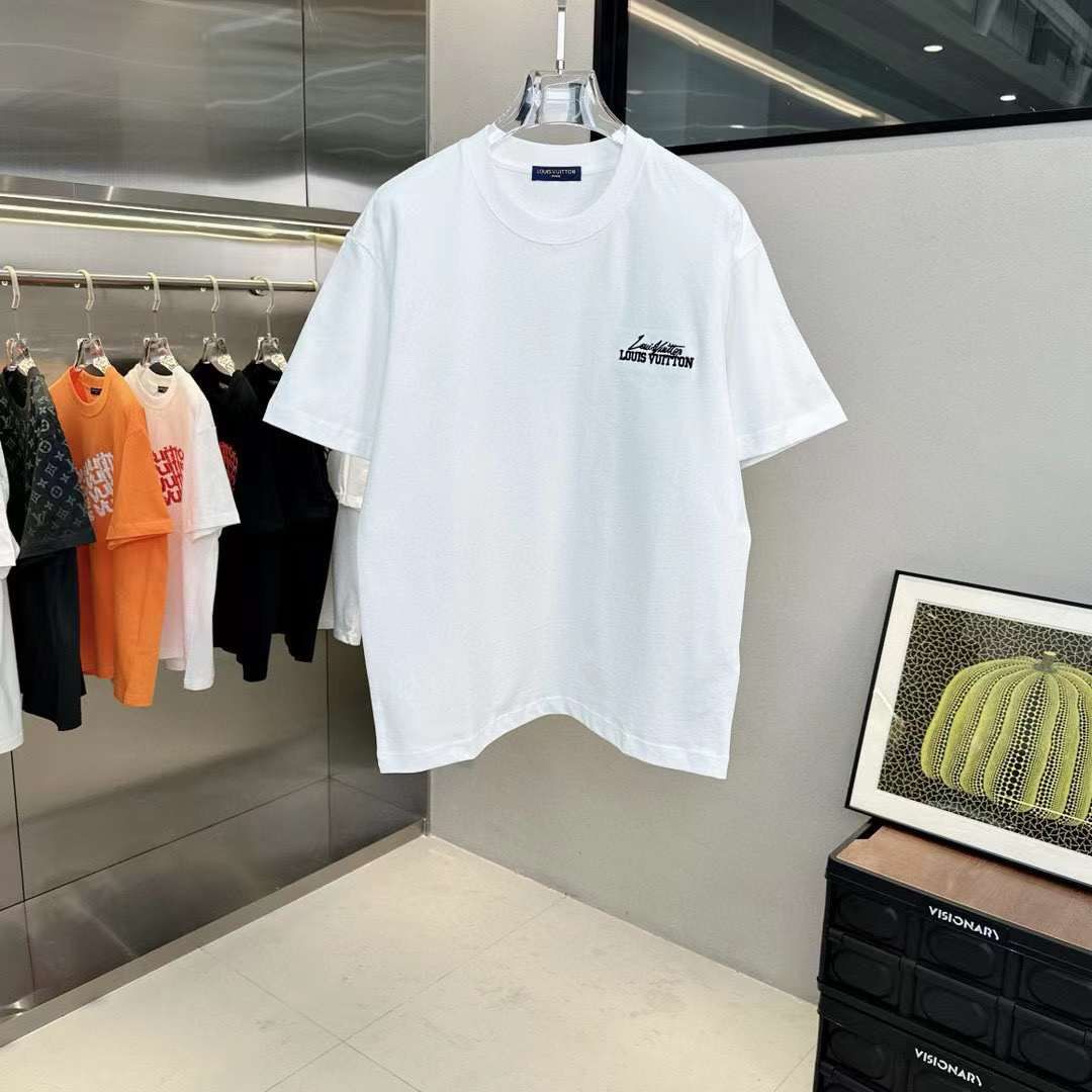 EMBROIDERED DROP SHOULDER TEES(WHITE)