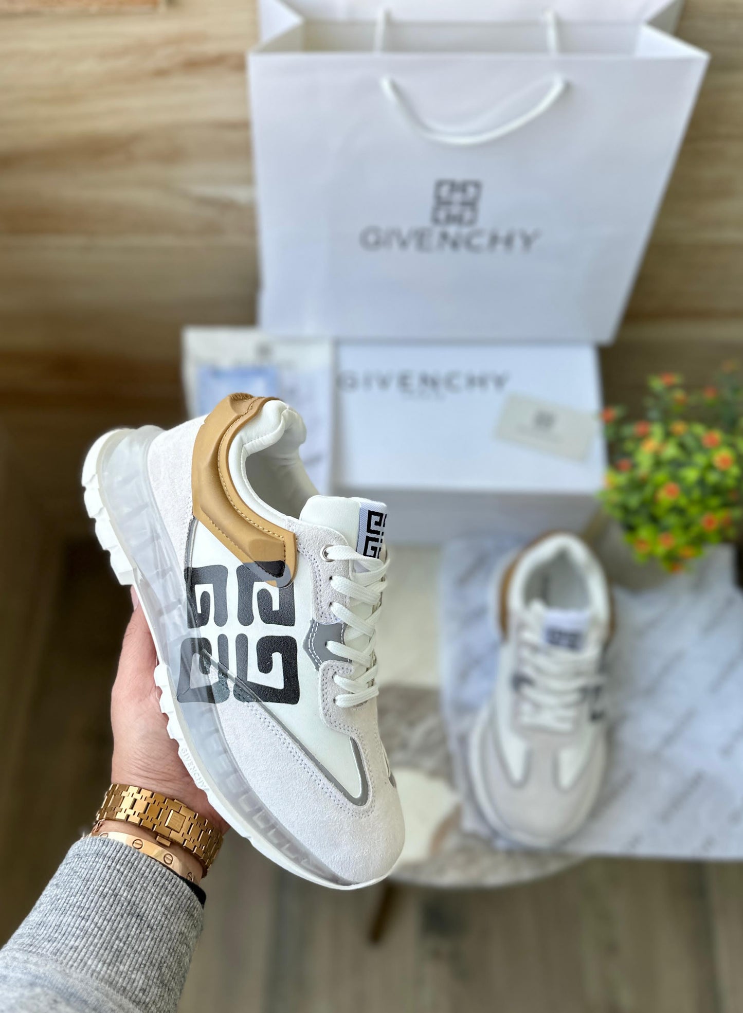 White Lace up Logo Sneakers For Men