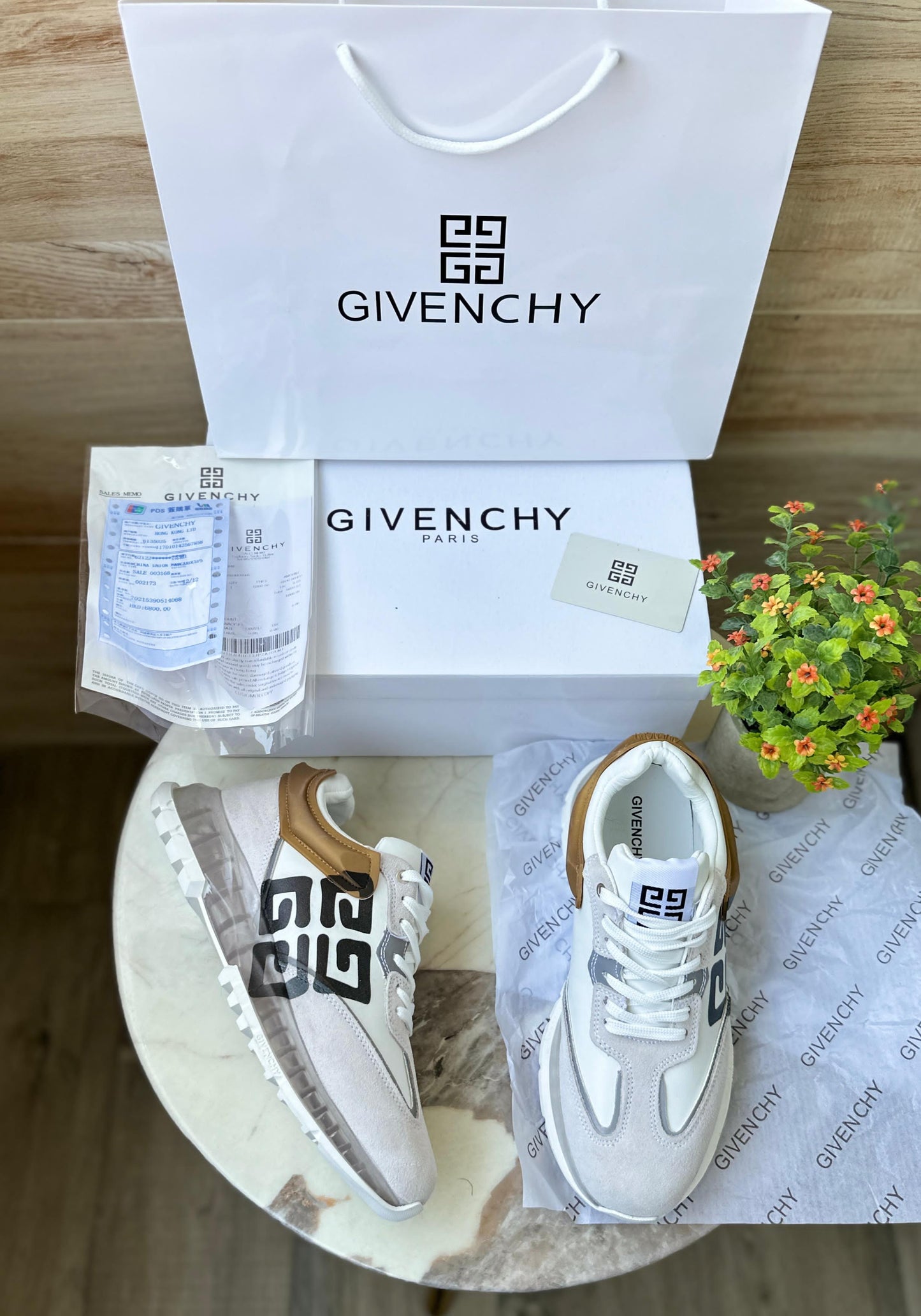 White Lace up Logo Sneakers For Men