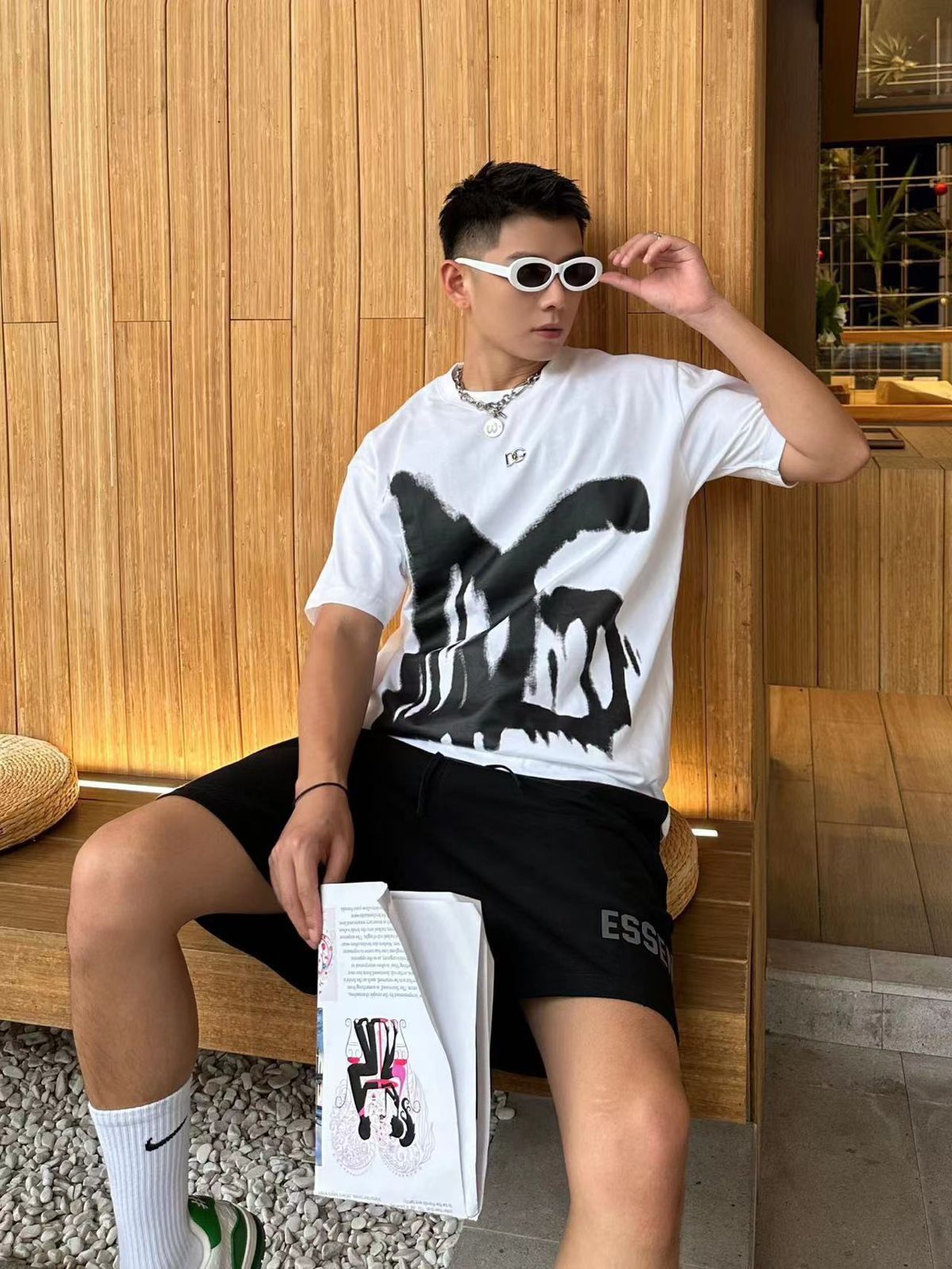 PREMIUM DROP SHOULDER ROUND NECK T-SHIRTS FOR MEN (WHITE)