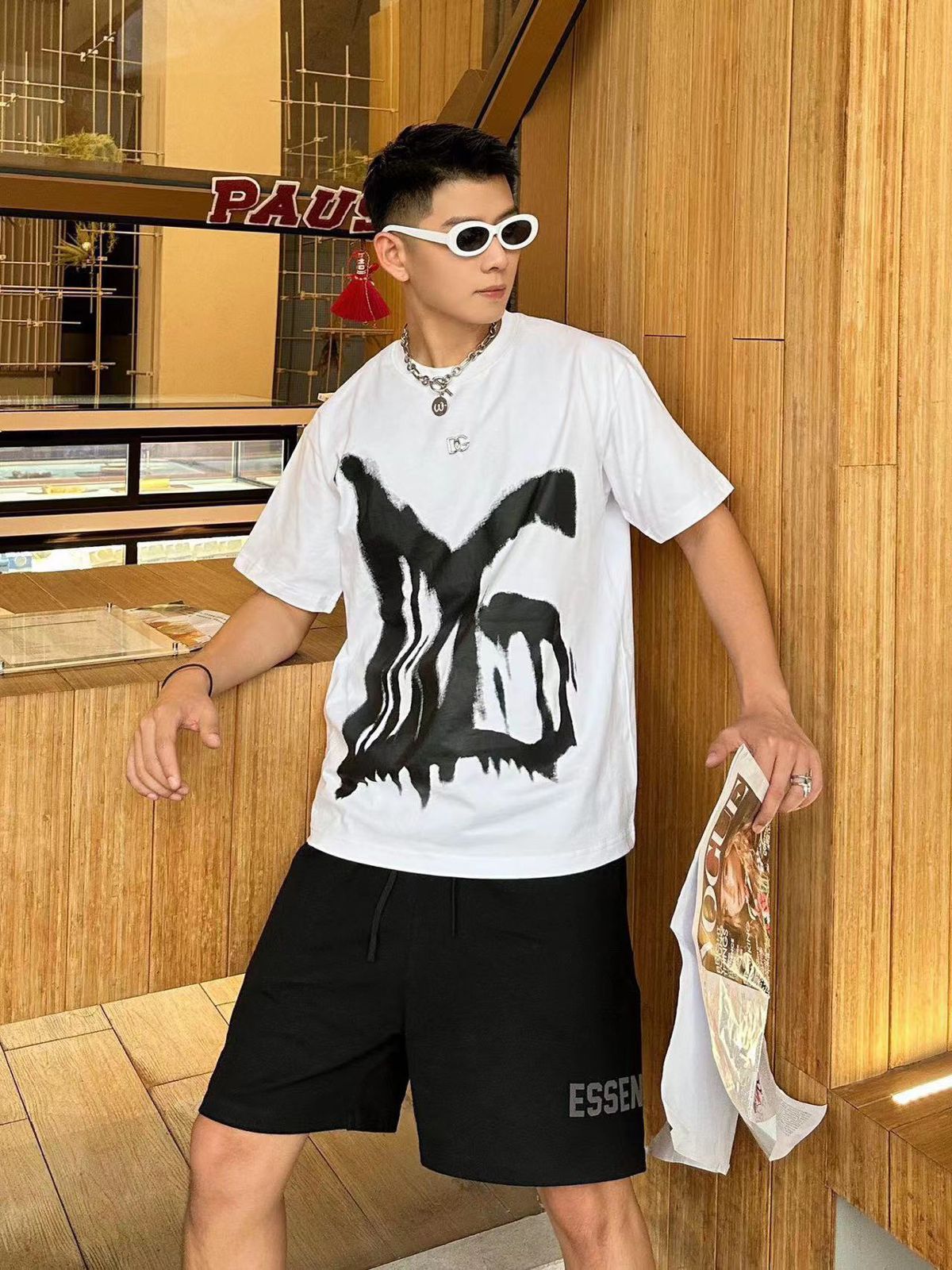 PREMIUM DROP SHOULDER ROUND NECK T-SHIRTS FOR MEN (WHITE)