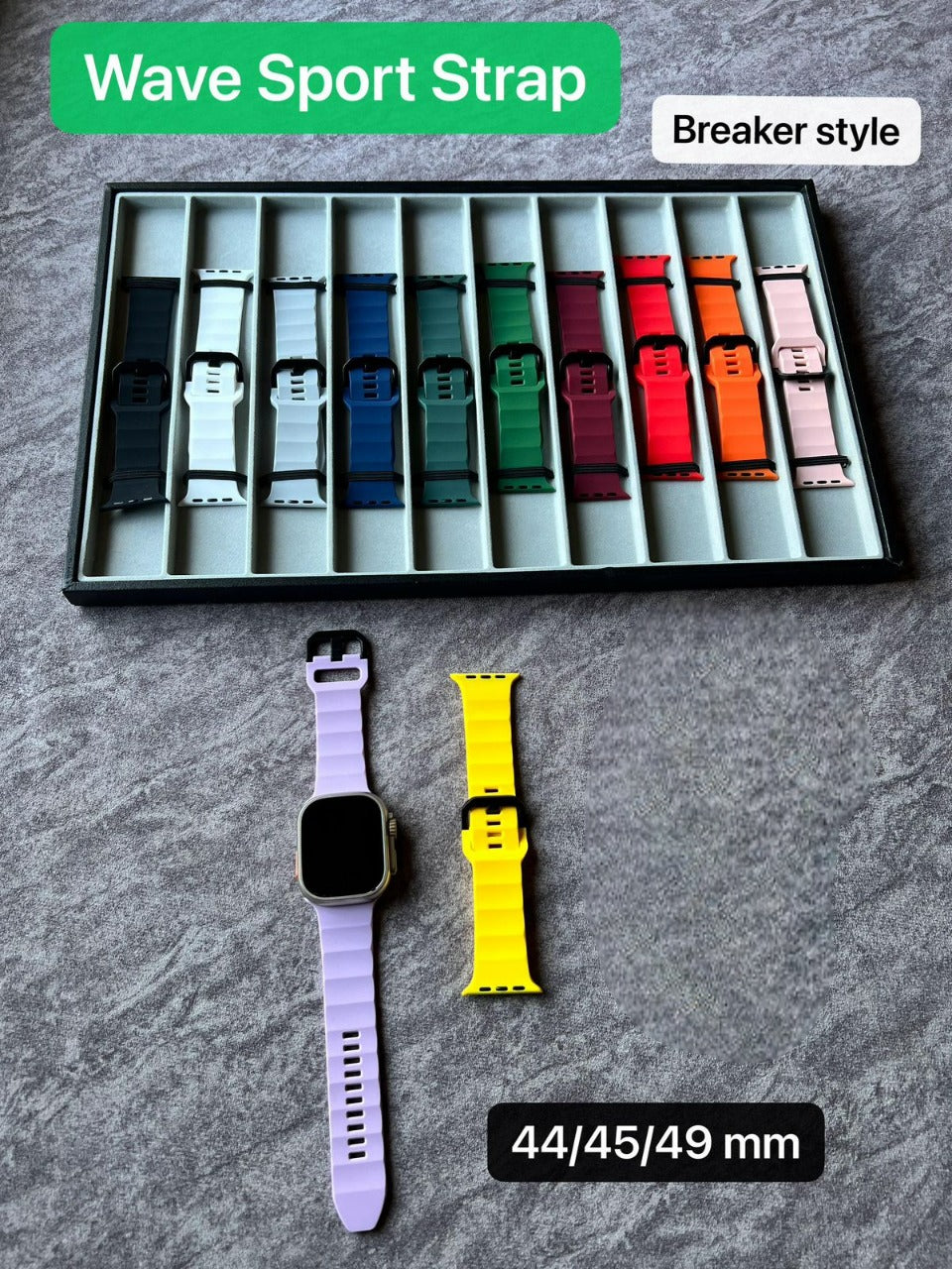Premium Soft Silicone Wave Sports Watch Strap Compatible with Apple iWatch Smartwatches