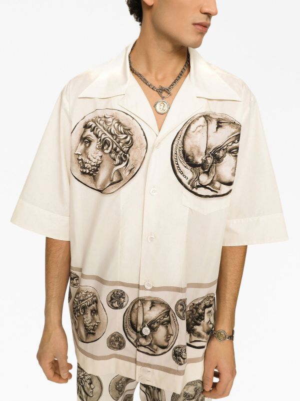 Coin print poplin Hawaiian shirt