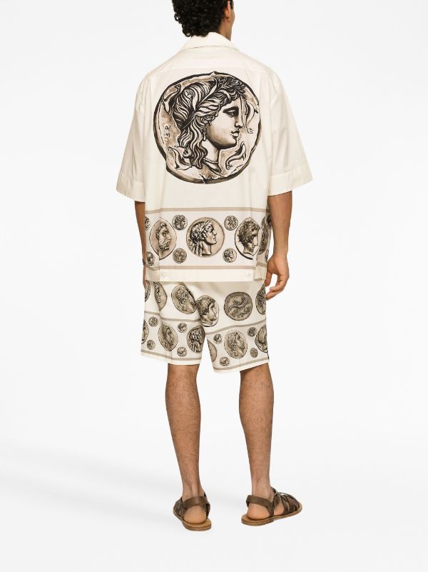 Coin print poplin Hawaiian shirt
