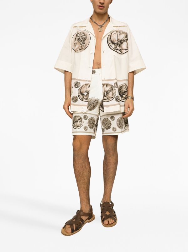 Coin print poplin Hawaiian shirt