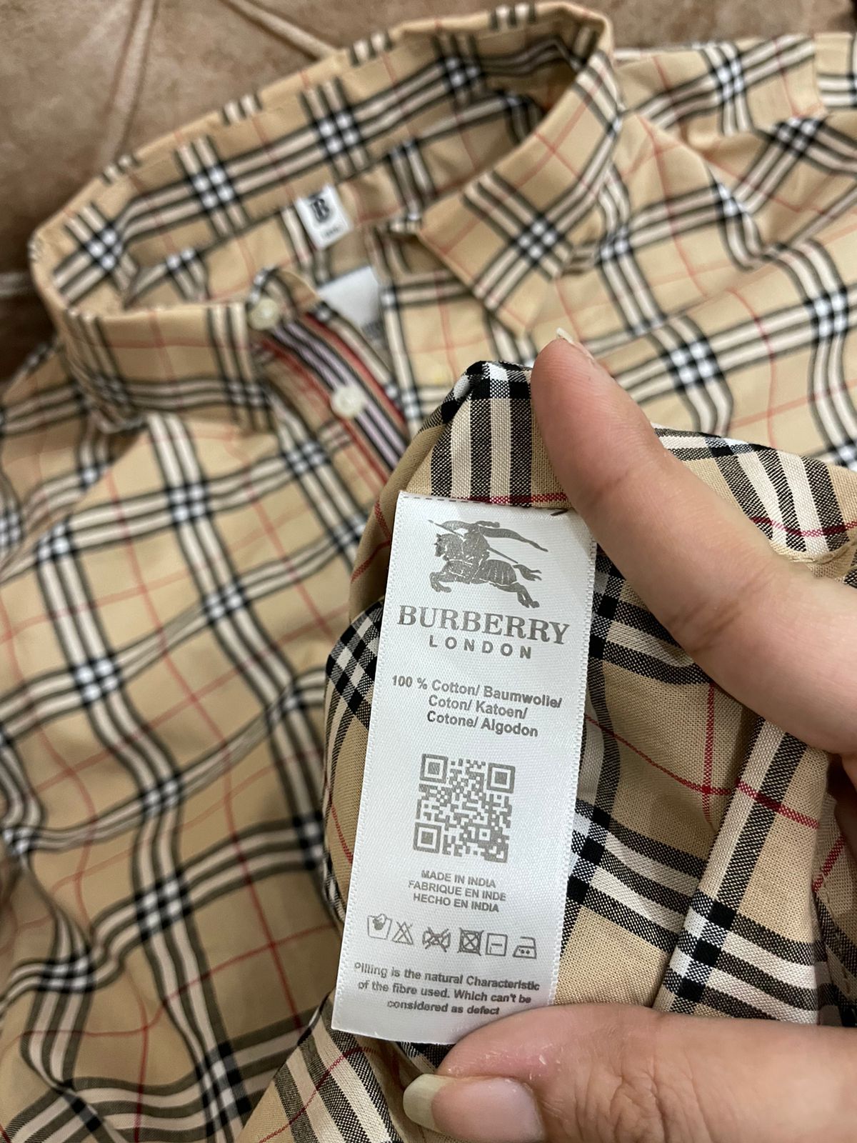 Luxury Vintage check tie-waist shirt dress