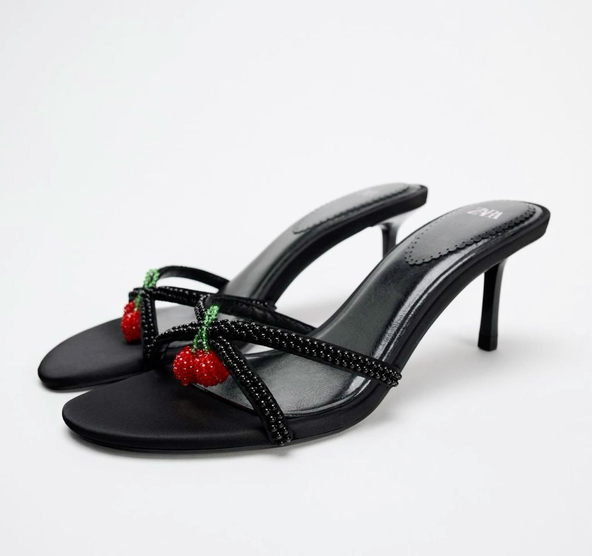 Cherry Beaded Mule Heels for Women