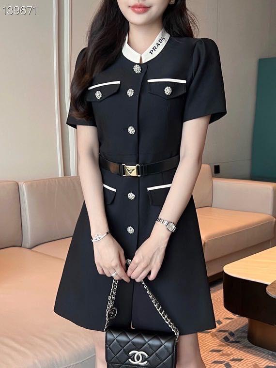 Button-Embellished Midi Dress