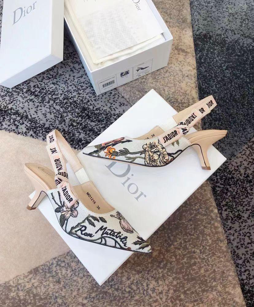 Luxury Cotton Embroidered with Nude and White Slingback Pump