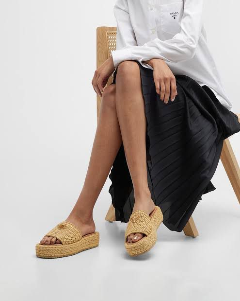 Luxury Raffia Slides For Women