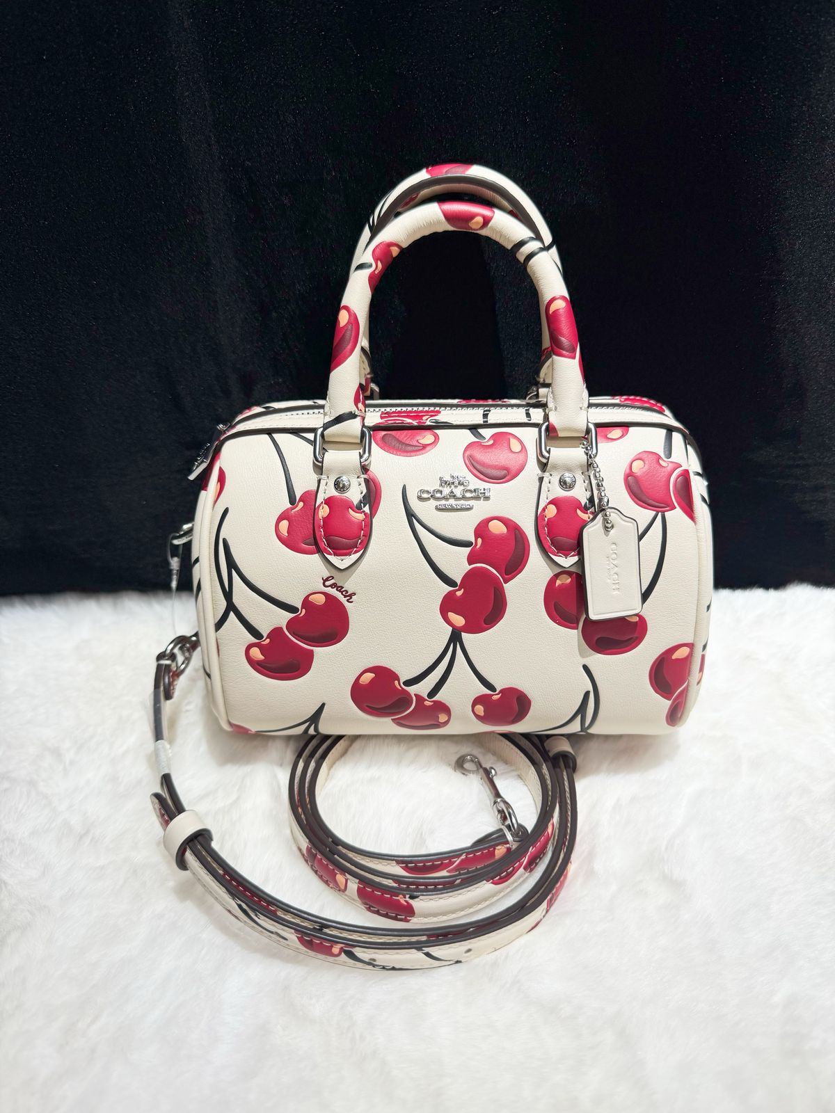 Rowan Crossbody Bag With Cherry 🍒 Print (Size 8.5 By 7 Inches)
